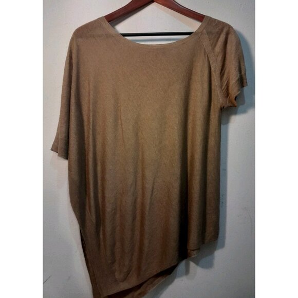 Theory Womens One Shoulder Asymmetric Linen Blend Sz Small Drape Poncho Sweater - Picture 1 of 9